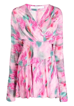 IRO abstract-print long-sleeve mini dress - Pink