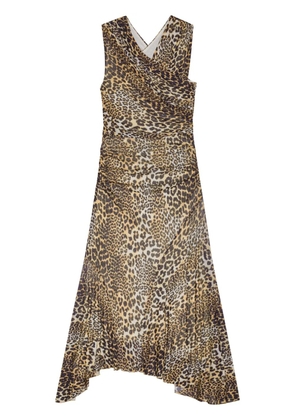 GANNI leopard-print maxi dres - Brown