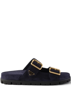 Prada buckle suede slides - Blue