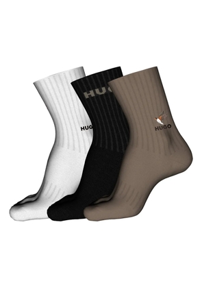 HUGO bird-embroidered ribbed socks (pack of three) - Black