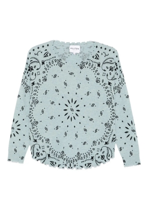 kujten bandana-print frayed-edge sweater - Blue