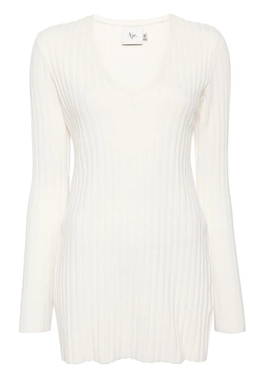 Aje logo-tape ribbed-knit jumper - White