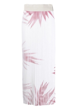 Lorena Antoniazzi palm tree-print pleated skirt - White