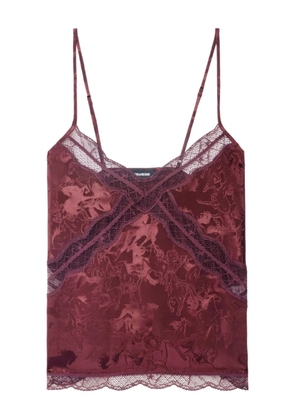 Zadig&Voltaire Cishi horse-jacquard lace-trim top - Red