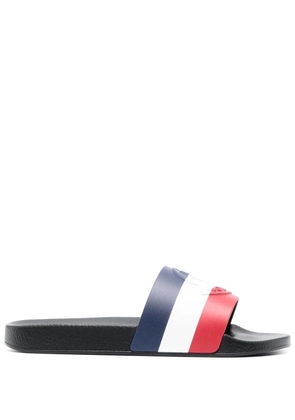 Moncler striped logo-embossed slides - Blue