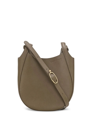 Longchamp small Le Foulonné grained leather cross body bag - Green