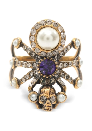 Alexander McQueen Pre-Owned 2010s spider skull ring - Gold