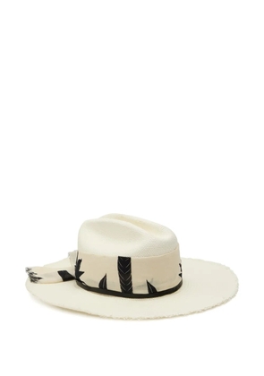 Sensi Studio printed long-brim scarf sun hat - Neutrals