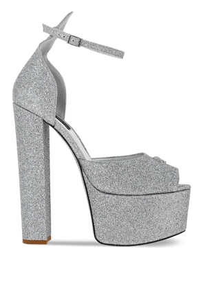 Philipp Plein 120mm glitter-detailing leather sandals - Silver