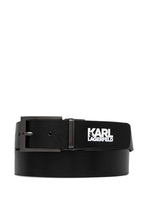 Karl Lagerfeld logo-print leather belt - Black