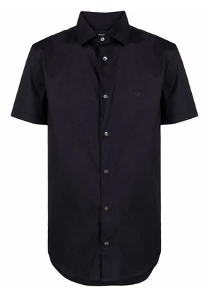 Emporio Armani logo-embroidered short-sleeved shirt - Blue