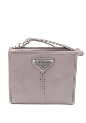 Prada Pre-Owned 20's small logo-plaque zip wallet - Grey