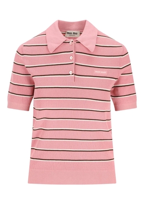 Miu Miu striped-pattern polo top - Pink