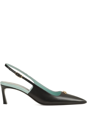 Sergio Rossi logo-plaque slingback pumps - Black
