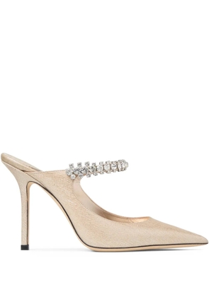 Jimmy Choo 100mm crystal-embellished heeled mules - Gold