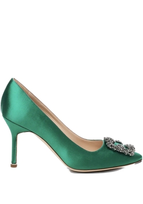 Manolo Blahnik 90mm Hangisi satin pumps - Green