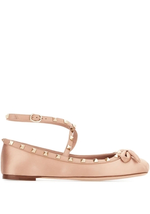 Valentino Garavani Rockstud satin ballet flats - Pink