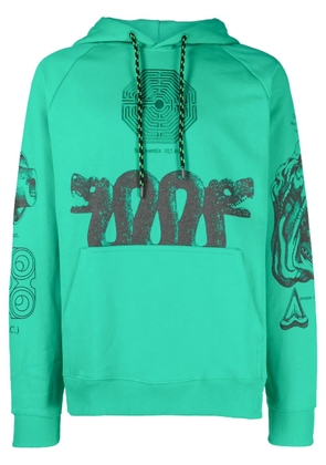 Études Studio graphic-print drawstring hoodie - Green