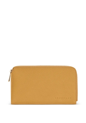 Longchamp Le Foulonné grained-leather pouch - Yellow