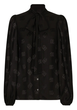 Dolce & Gabbana DNA monogram-jacquard silk shirt - Black