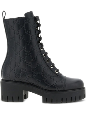 Gucci 60mm GG leather lace-up boots - Black