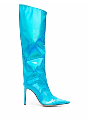 Alexandre Vauthier metallic pointed-toe boots - Blue