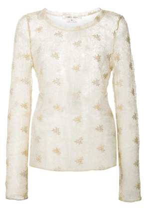 Comme Des Garçons ruffled hem lace blouse - White