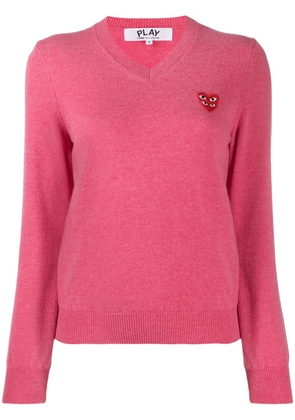 Comme Des Garçons Play V-neck overlapping heart top - Pink