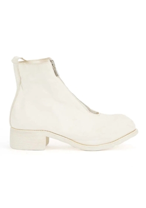 Guidi front-zip ankle boots - White