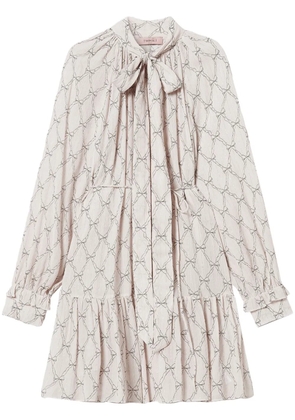 TWINSET bow-print creponne mini dress - Neutrals