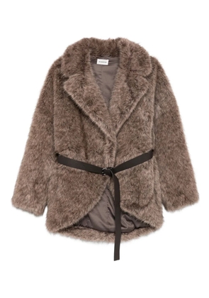 P.A.R.O.S.H. belted faux fur jacket - Brown