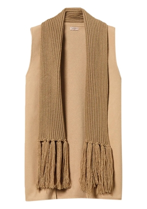 TWINSET fringe knitted scarf - Brown