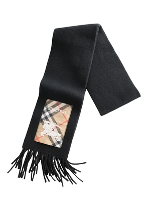 Burberry EKD-appliqué fringed scarf - Black
