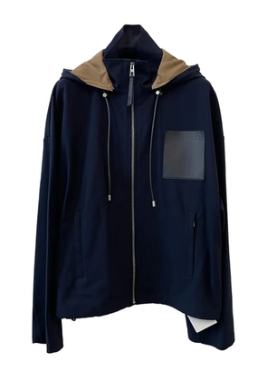 LOEWE hooded leather-patch jacket - Blue