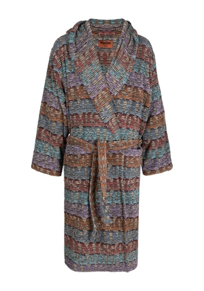 Missoni Home striped towelling hooded bathrobe - Blue