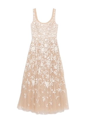 Needle & Thread floral-embroidered dress - Neutrals