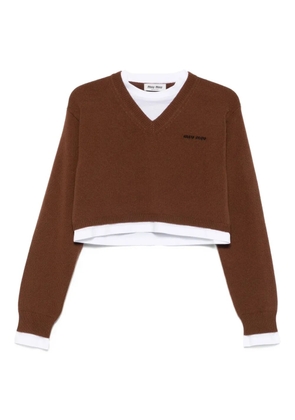 Miu Miu cropped sweater - Brown