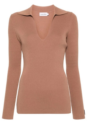 Calvin Klein fine-ribbed jumper - Brown