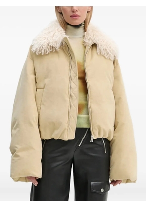 Nanushka shearling-collar puffer jacket - Neutrals