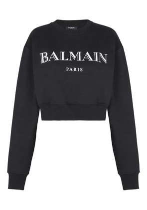 Balmain logo-print cropped sweatshirt - Black