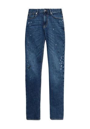 Emporio Armani paint splatter-print jeans - Blue