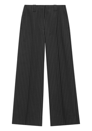GANNI pinstripe-pattern wide-leg trousers - Black