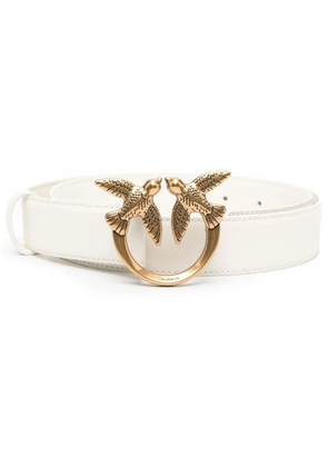 PINKO love bird leather belt - White