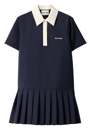 Miu Miu polo-collar pleated dress - Blue