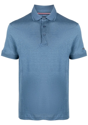 Tommy Hilfiger logo-plaque slub polo shirt - Blue