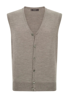 Boggi Milano merino wool mother-of-pearl button vest - Grey