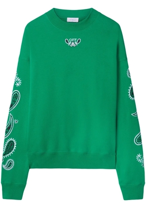Off-White Arrow bandana-embroidered cotton sweatshirt - Green