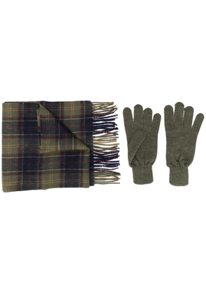 Barbour tartan scarf and gloves set - Green