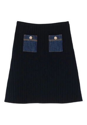 SANDRO ribbed denim-pocket skirt - Blue
