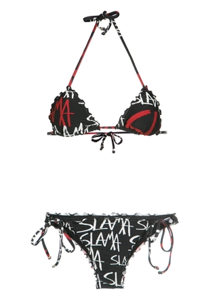 Amir Slama logo print bikini set - Black